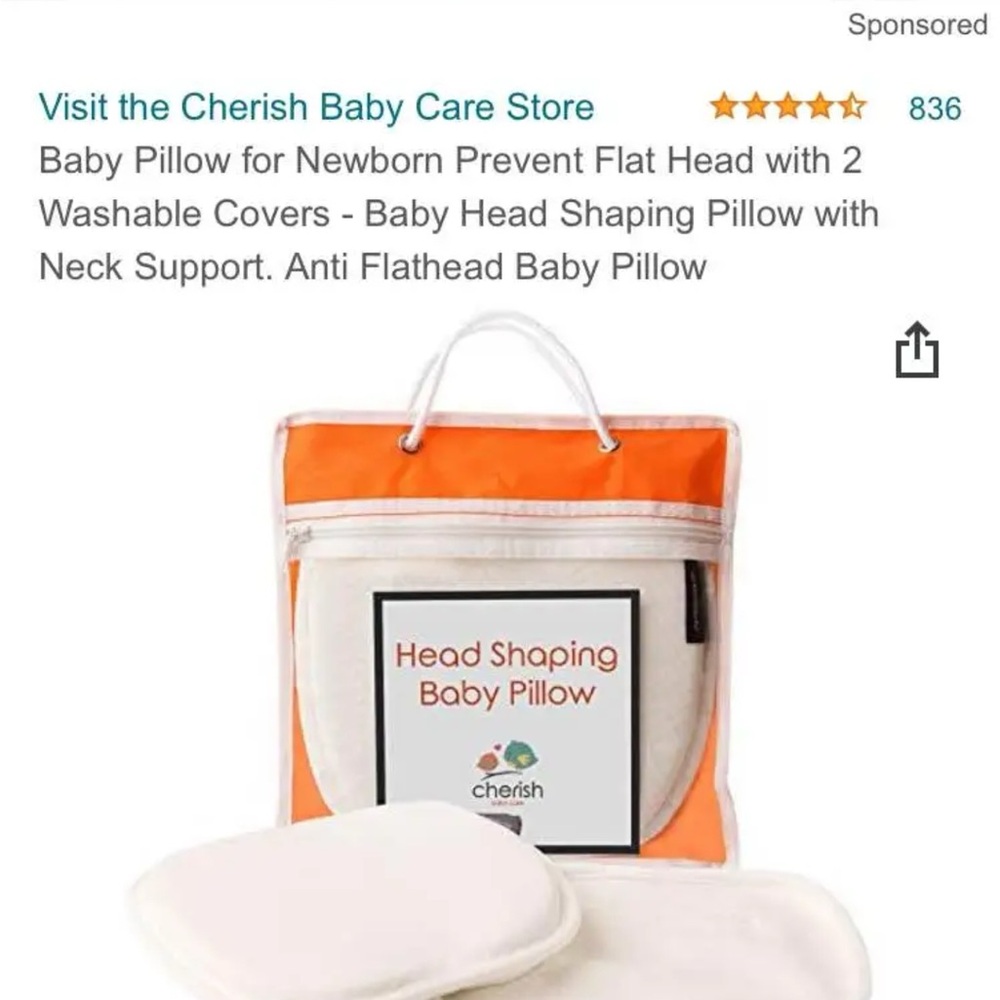 Orange and White Baby Pillow with Neck Support